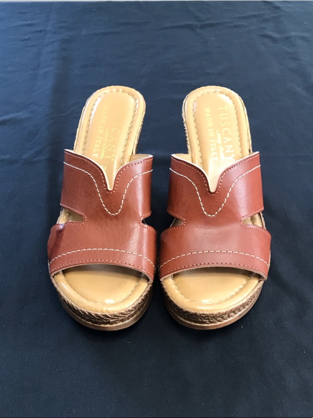 Easy Street Wedge Slide Sandal Tuscany Marsala Womens 5M